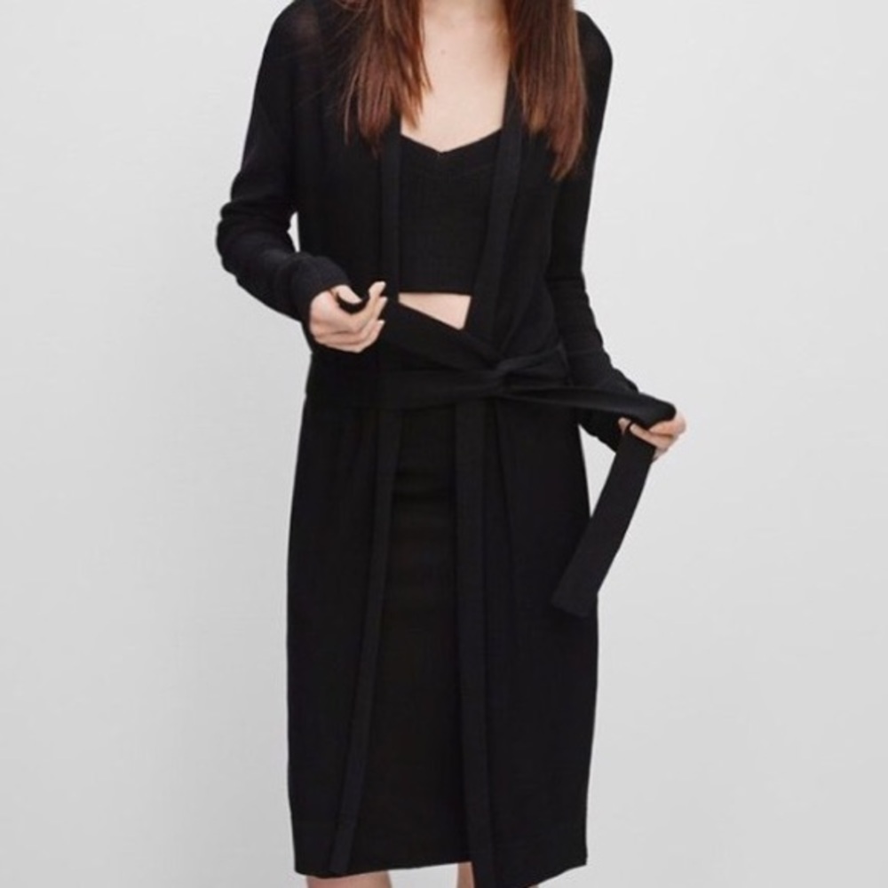 Wilfred Aritzia Torcy Sweater Black Duster Cardigan Size XXS
